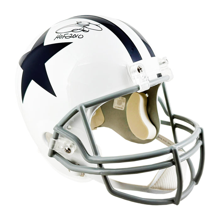 Emmitt Smith Signed HOF 2010 Inscription Dallas Cowboys Throwback 60-63 Full-Size Replica Football Helmet (JSA)