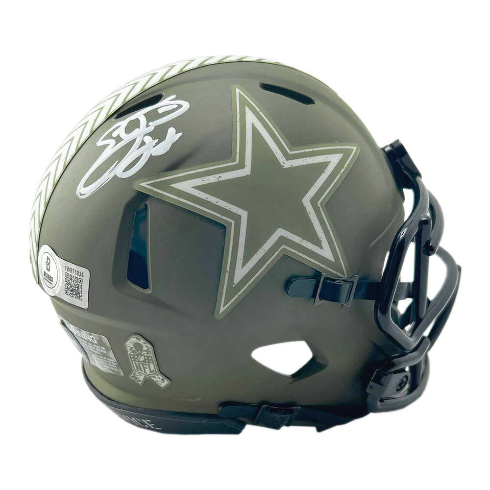 Emmitt Smith Signed Dallas Cowboys Salute to Service Mini Football Helmet (Beckett)