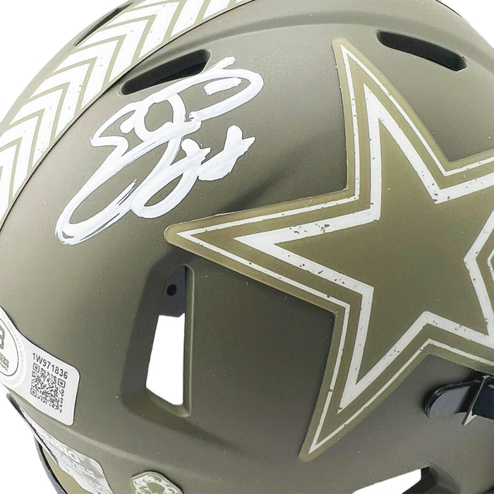 Emmitt Smith Signed Dallas Cowboys Salute to Service Mini Football Helmet (Beckett)