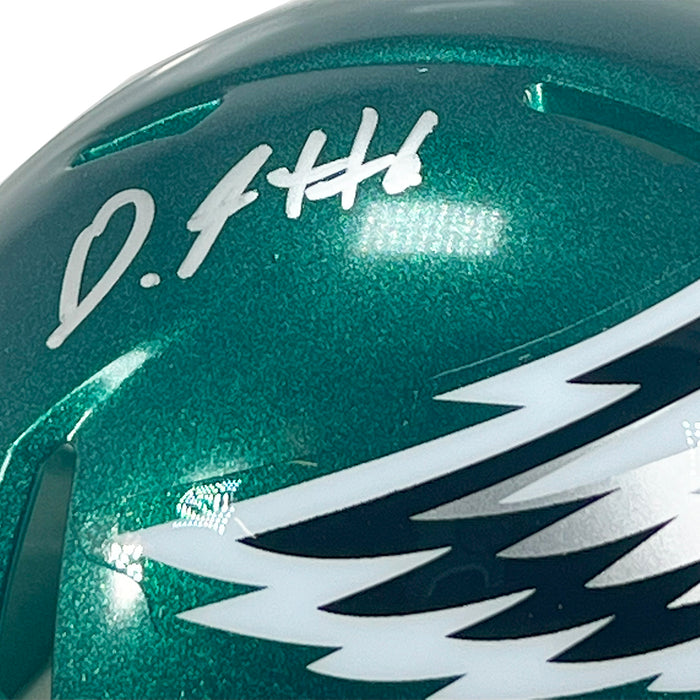 devonta smith signed helmet DeVonta Smith Signed Philadelphia Eagles Speed Mini Football Helmet (F — RSA
