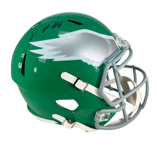DeVonta Smith Signed Philadelphia Eagles Throwback 1974-95 Speed Full-Size Replica Football Helmet (Fanatics)
