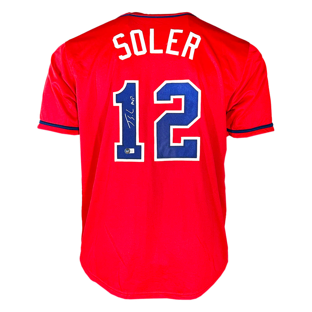 Jorge Soler Signed MVP Inscription Atlanta Red Baseball Jersey (Beckett)