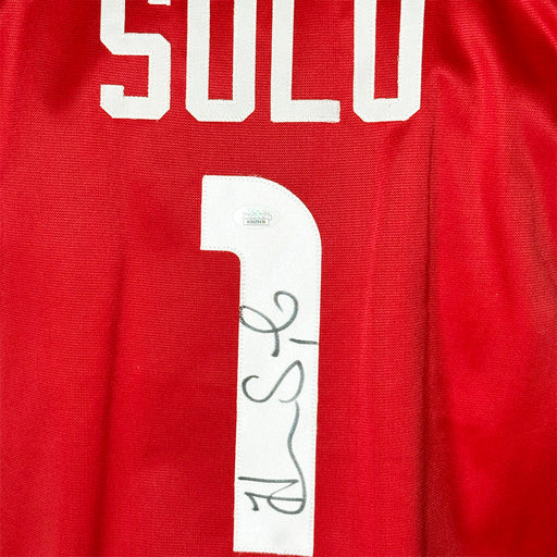 Hope Solo Autographed USA Red/White/Blue Soccer Jersey (JSA)