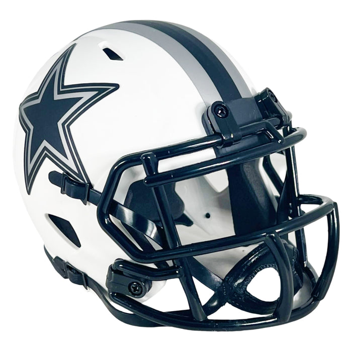 Roger Staubach Signed Dallas Cowboys Blue Ink Lunar Eclipse Mini Football Helmet (Beckett)