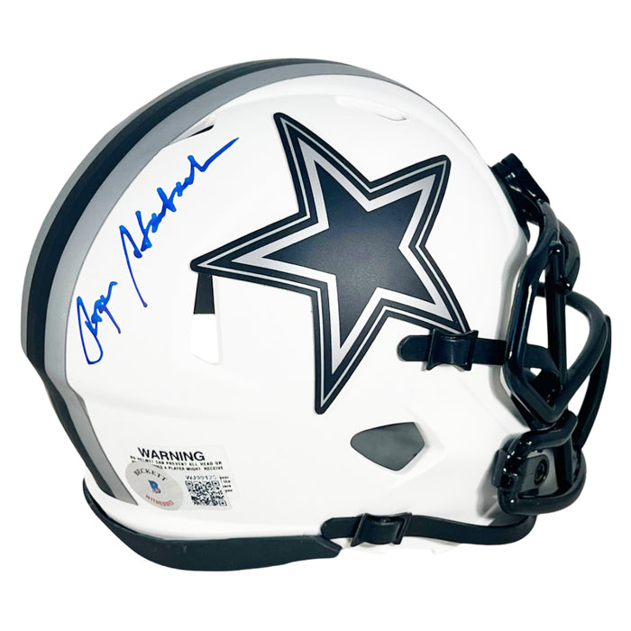 Roger Staubach Signed Dallas Cowboys Blue Ink Lunar Eclipse Mini Football Helmet (Beckett)