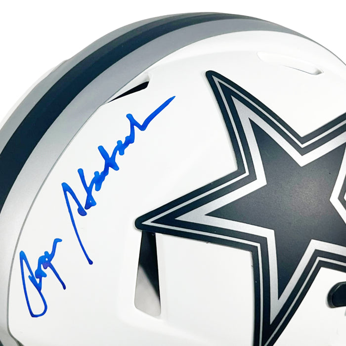 Roger Staubach Signed Dallas Cowboys Blue Ink Lunar Eclipse Mini Football Helmet (Beckett)