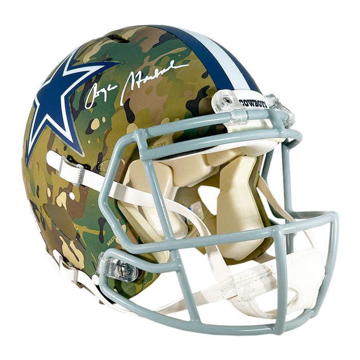 Roger Staubach Signed Dallas Cowboys Camo Authentic Speed Full-Size Football Helmet (Beckett)