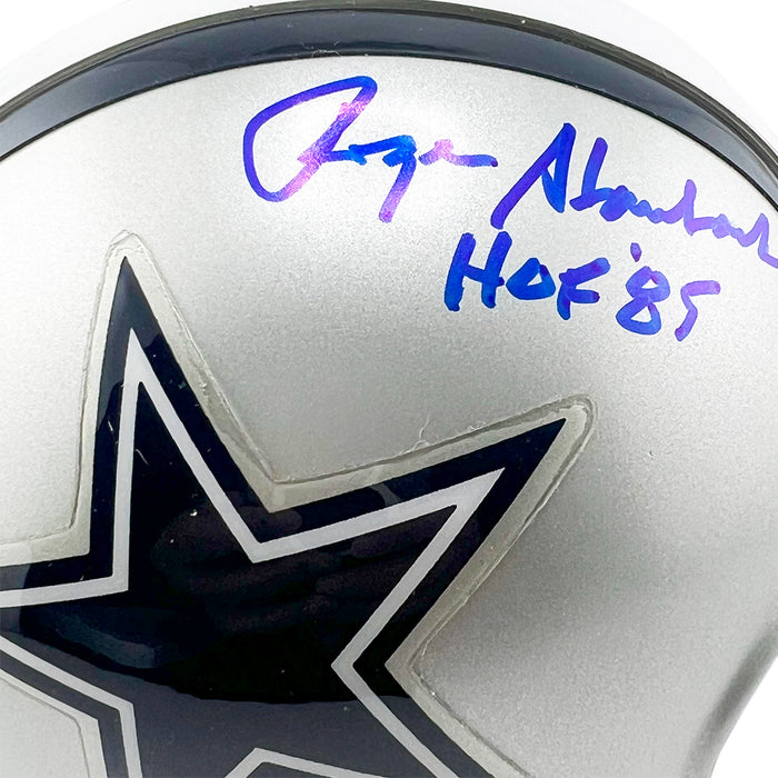 Roger Staubach Signed HOF 85 Inscription Dallas Cowboys Throwback Mini Football Helmet (Beckett)