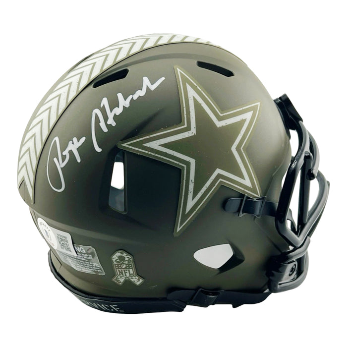 Roger Staubach Signed Dallas Cowboys Salute to Service Mini Football Helmet (Beckett)