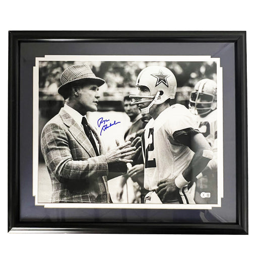 Roger Staubach Signed Pose 1 Football 16x20 Framed Photo (JSA)