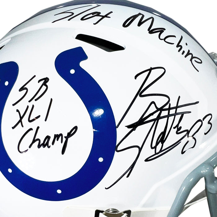 Brandon Stokley Signed Slot Machine SB XLI Champ Inscription Indianapolis Colts Speed Full-Size Replica Football Helmet (Beckett)