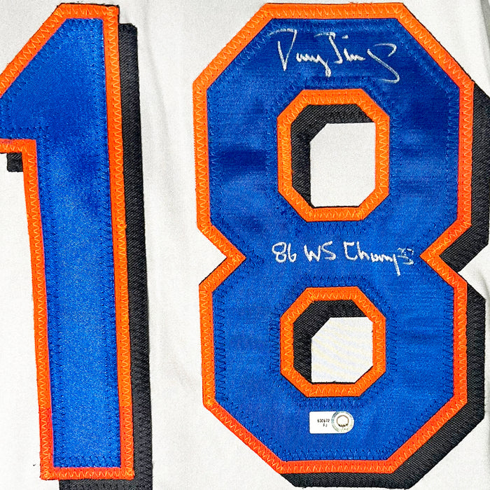 Darryl Strawberry Signed 86 WS Champs Inscription New York #18  Grey Baseball Jersey (MLB)