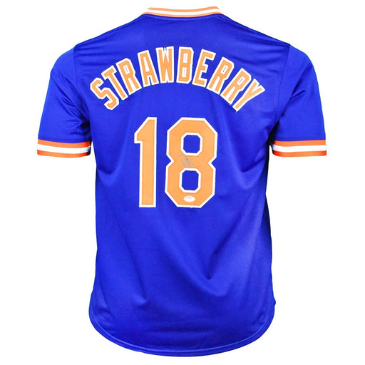 Darryl Strawberry Signed New York Blue Baseball Jersey Signed in Silver (PSA)