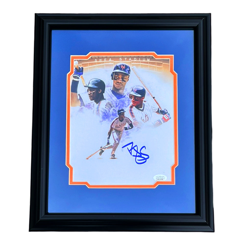 Darryl Strawberry Signed New York Pose 11 Baseball Framed 8x10 Photo (JSA)