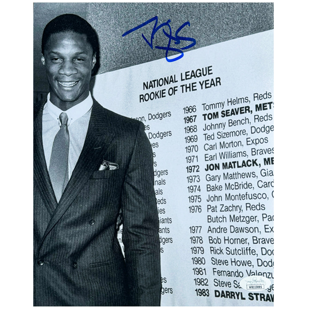 Darryl Strawberry Signed Pose 9 Baseball 8x10 Photo (JSA)