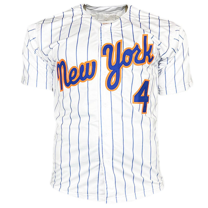 Ron Swoboda Signed 69 Champs Inscription New York Pinstripe Baseball Jersey (JSA) - RSA