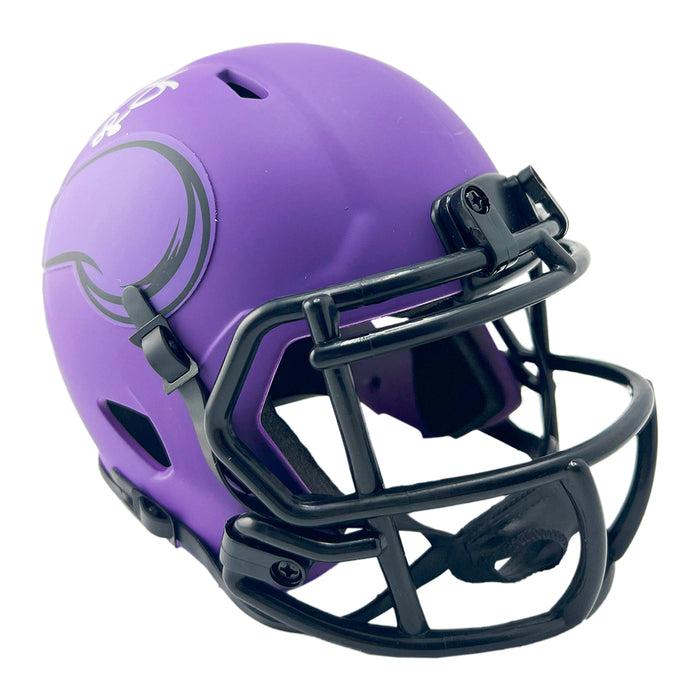 Fran Tarkenton Signed HOF 86 Inscription Minnesota Vikings Rave Mini Football Helmet (Beckett)