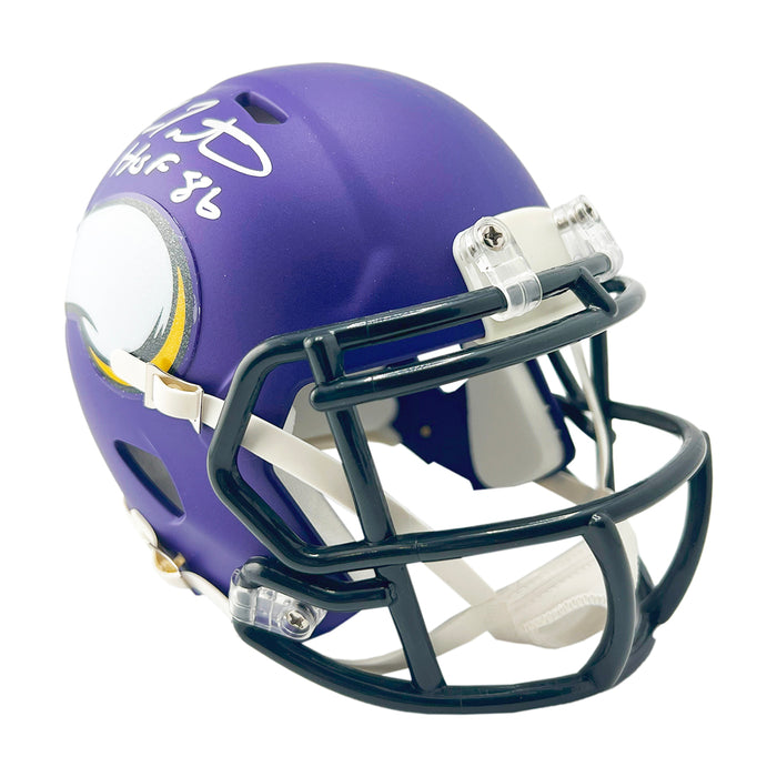 Fran Tarkenton Signed HOF 86 Inscription Minnesota Vikings Speed Mini Football Helmet (Beckett)