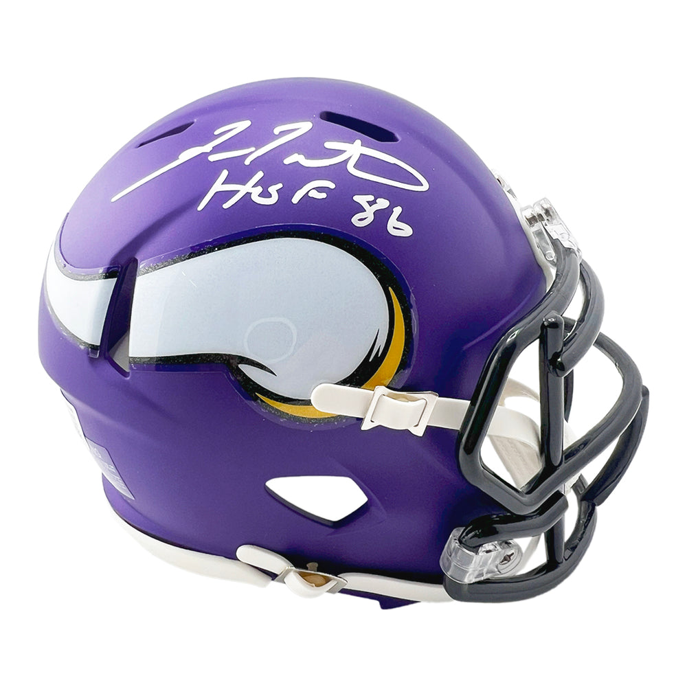 Fran Tarkenton Signed HOF 86 Inscription Minnesota Vikings Speed Mini Football Helmet (Beckett)