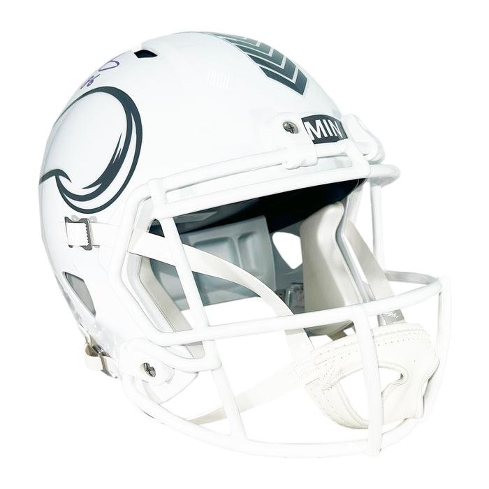 Fran Tarkenton Signed HOF 86 Inscription Minnesota Vikings Salute to Service 2024 Full-Size Replica Football Helmet (Beckett)