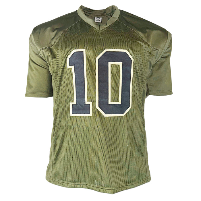 Fran Tarkenton Signed HOF 86 Inscription Minnesota Salute to Service Football Jersey (Beckett)