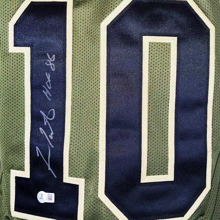 Fran Tarkenton Signed HOF 86 Inscription Minnesota Salute to Service Football Jersey (Beckett)