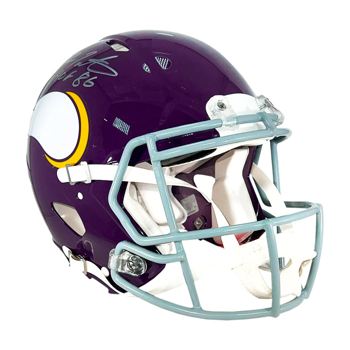 Fran Tarkenton Signed HOF 86 Inscription Minnesota Vikings Throwback 61-79 Authentic Speed Full-Size Football Helmet (Beckett)