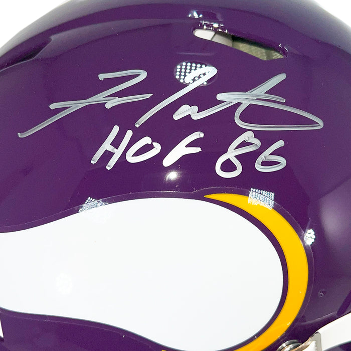 Fran Tarkenton Signed HOF 86 Inscription Minnesota Vikings Throwback 61-79 Authentic Speed Full-Size Football Helmet (Beckett)