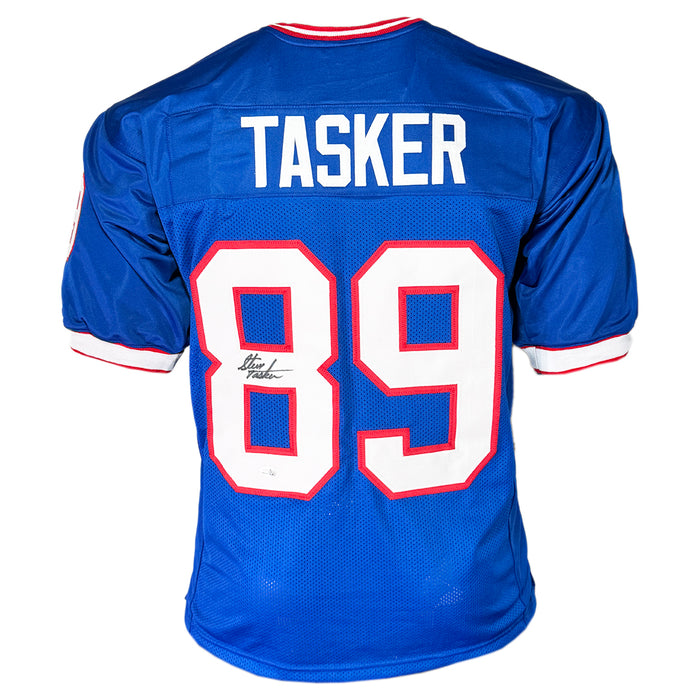 Steve Tasker Signed Buffalo Blue Football Jersey (Beckett)