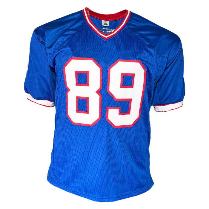Steve Tasker Signed Buffalo Blue Football Jersey (Beckett)