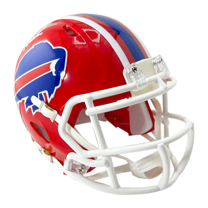 Steve Tasker Signed Buffalo Bills Throwback 87-01 Speed Mini Football Helmet (JSA)