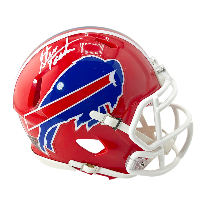 Steve Tasker Signed Buffalo Bills Throwback 87-01 Speed Mini Football Helmet (JSA)