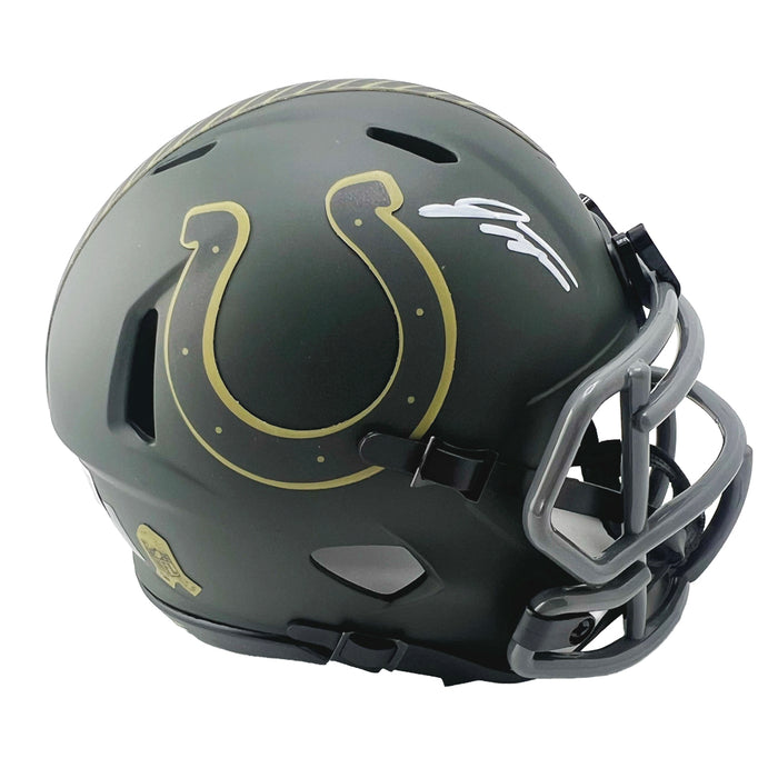 Jonathan Taylor Signed Indianapolis Colts Salute 2025 Mini Football Helmet (Beckett)