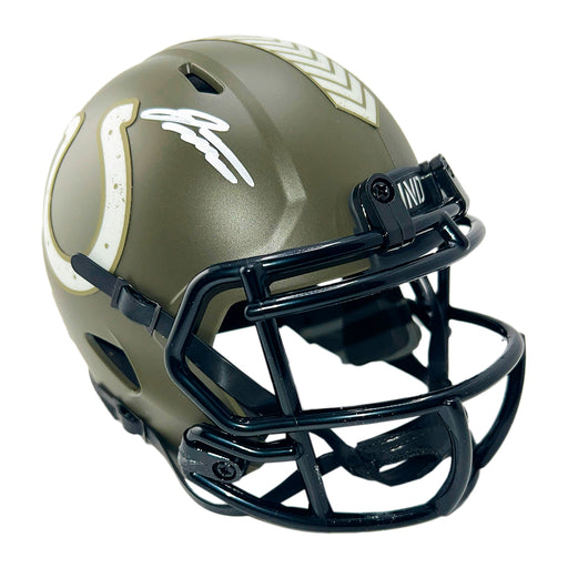 Jonathan Taylor Signed Indianapolis Colts Salute to Service Mini Football Helmet (Beckett)