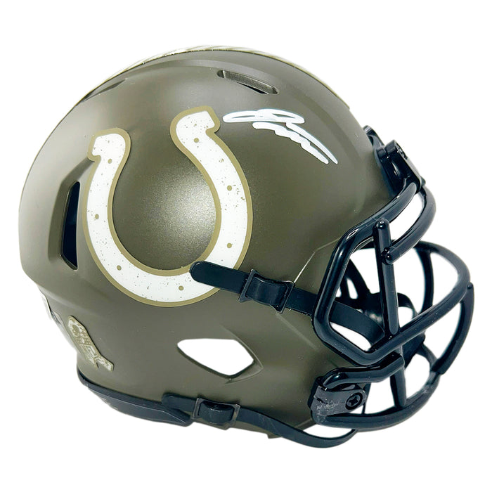 Jonathan Taylor Signed Indianapolis Colts Salute to Service Mini Football Helmet (Beckett)
