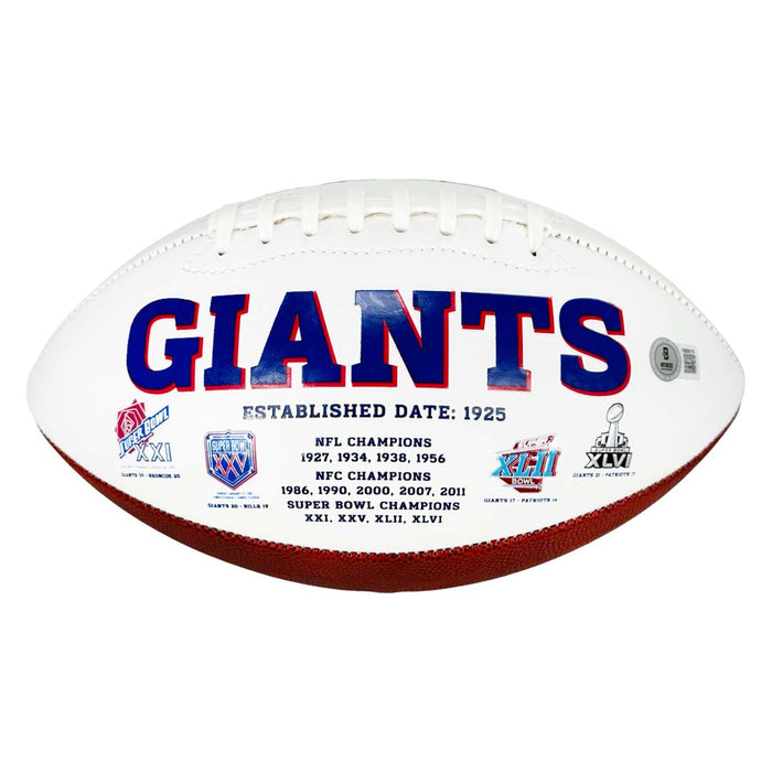 Lawrence Taylor Signed New York Giants Stats Logo Football (Beckett)
