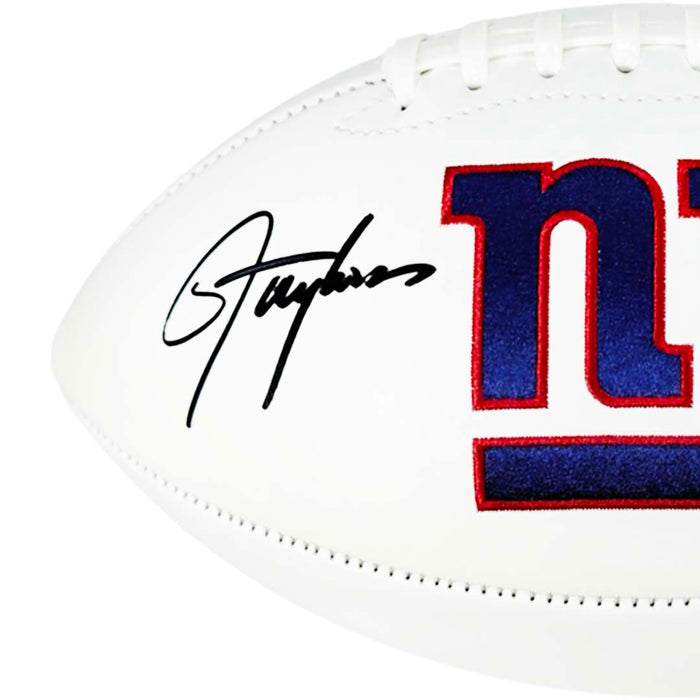 Lawrence Taylor Signed New York Giants Stats Logo Football (Beckett)