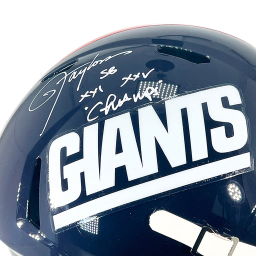 Lawrence Taylor Signed SB XXI, XXV Champs Inscription New York Giants Speed Full-Size Replica Football Helmet (JSA)