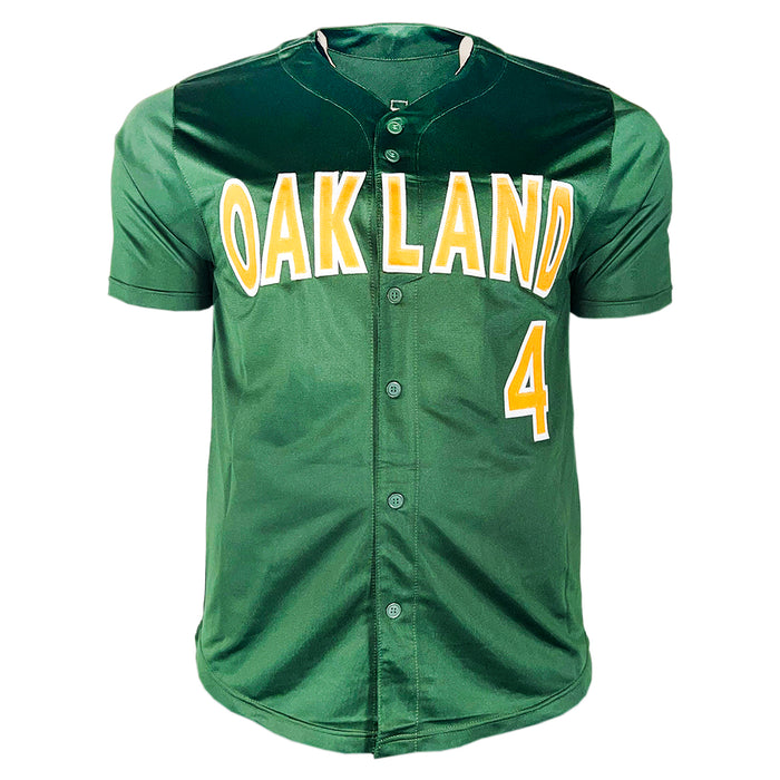 Miguel Tejada Signed Oakland Green Baseball Jersey (Beckett)