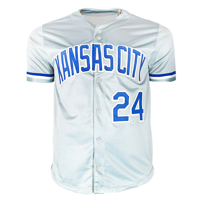 Miguel Tejada Signed Kansas City Grey Baseball Jersey (Beckett)