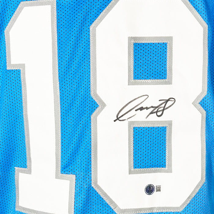 Isaac TeSlaa Signed Detroit Blue Football Jersey (Beckett)