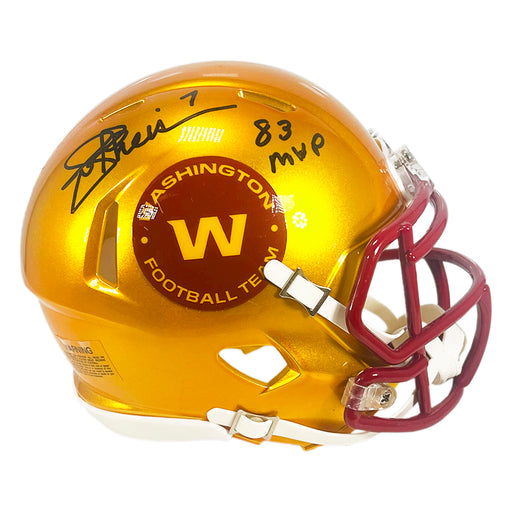 Joe Theismann Signed 83 MVP Inscription Washington Commanders Flash Mini Football Helmet (JSA)