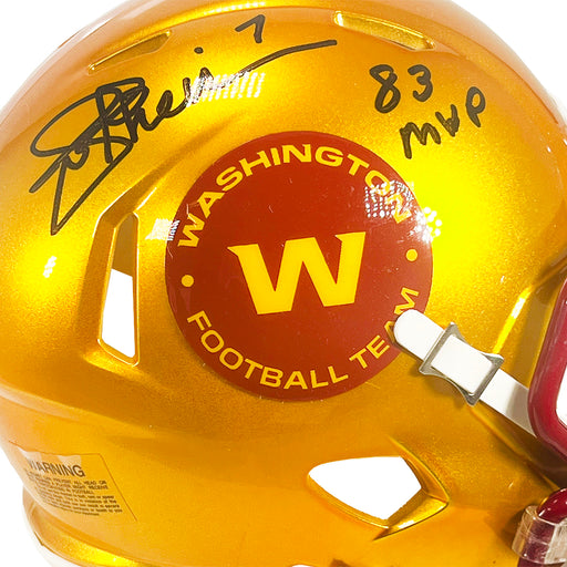 Joe Theismann Signed 83 MVP Inscription Washington Commanders Flash Mini Football Helmet (JSA)