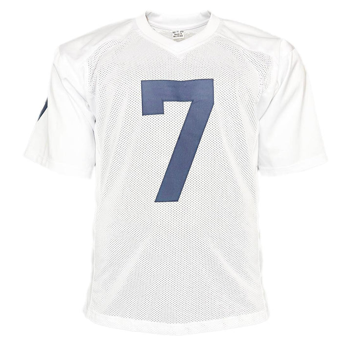 Joe Theismann Signed Go Irish Inscription Notre Dame College White Football Jersey (JSA) - RSA