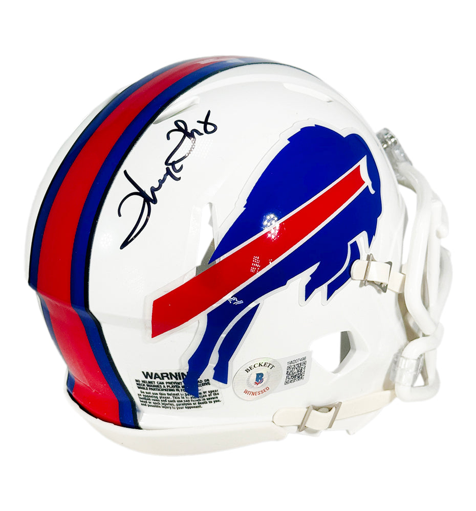Thurman Thomas Signed Buffalo Bills Speed Mini Football Helmet White Mask (JSA)