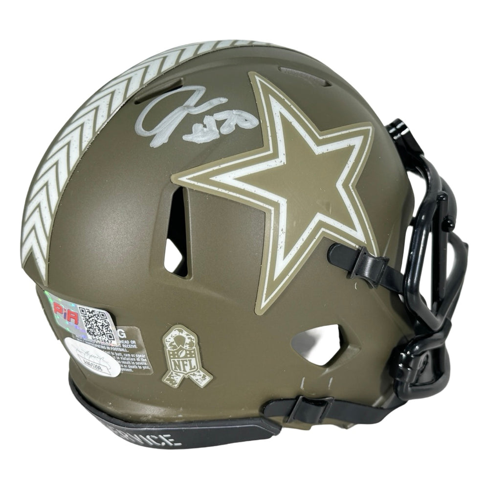 Juanyeh Thomas Signed Dallas Cowboys Salute to Service Speed Mini Football Helmet (JSA)