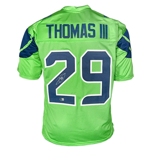 Earl Thomas Signed Seattle Green Football Jersey (Beckett)
