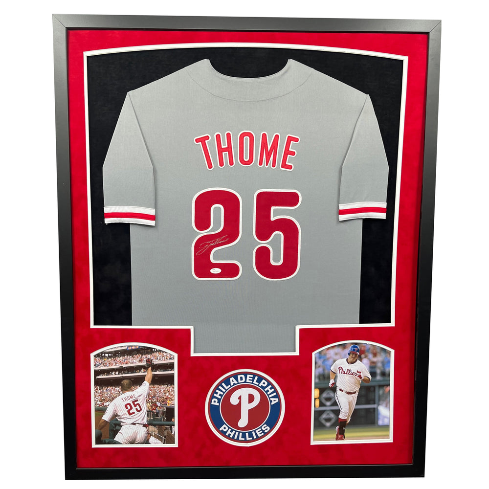 Jim Thome Signed Philadelphia Gray Custom Double-Suede Framed baseball — RSA