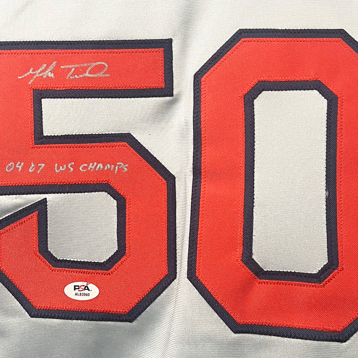 Mike Timlin Signed 04, 07 WS Champs Inscription Boston Grey Baseball Jersey (PSA)