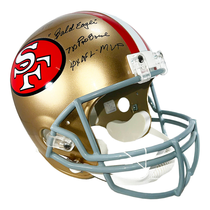 Y.A. Tittle Signed Multi Inscription San Francisco 49ers Throwback Full-Size Replica Football Helmet (JSA)